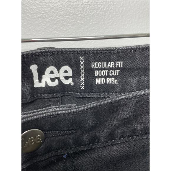 Lee Jeans Black Women 20 L Regular Fit Mid-rise Boot Cut Denim Raw Hem Goth Punk - Picture 4 of 14